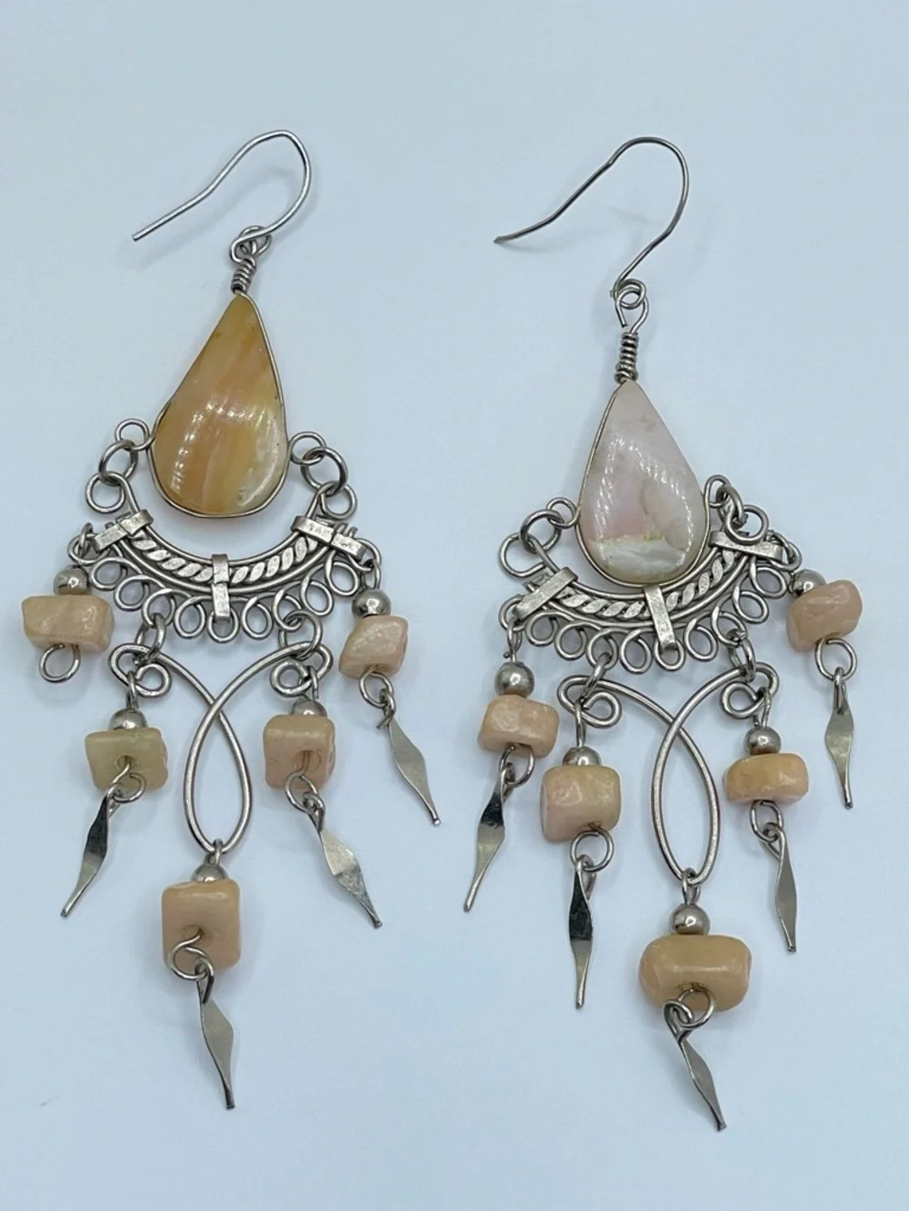 Vintage Gemstone Chandelier Earrings Silver Art Deco Vintage Look Dangle